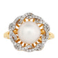 Anillo de Plata Bañada en Oro con Perla Barroca Cultivada de Agua Dulce y Topacio Blanco