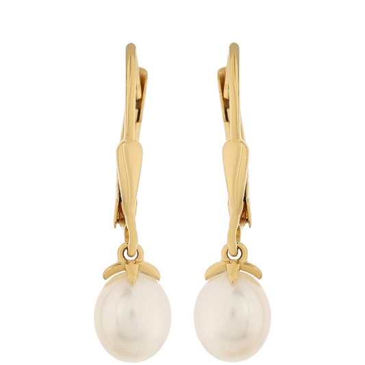 Pendientes de Plata Bañada en Oro con Perla Barroca Cultivada de Agua Dulce