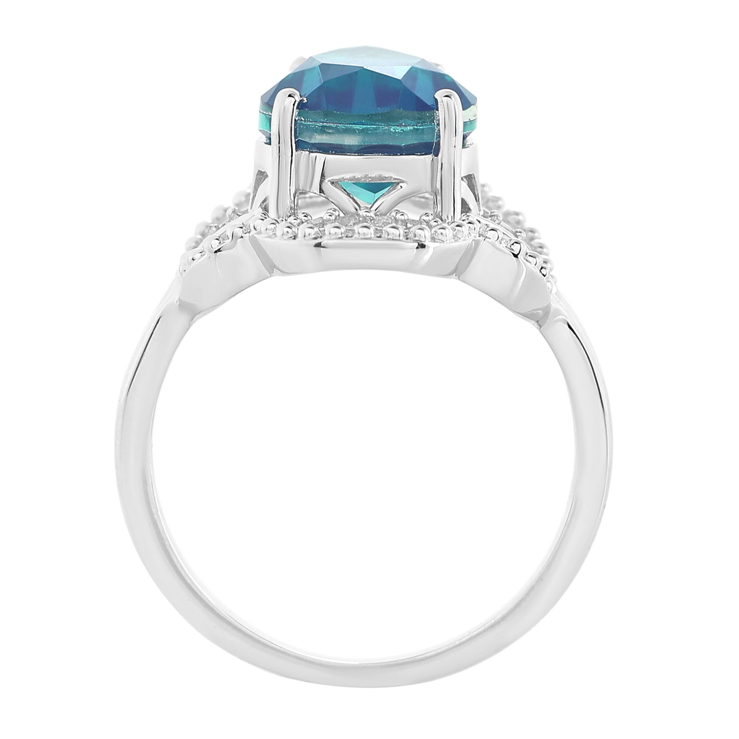 Anillo de Plata con Cuarzo Pavo Real y Topacio Blanco