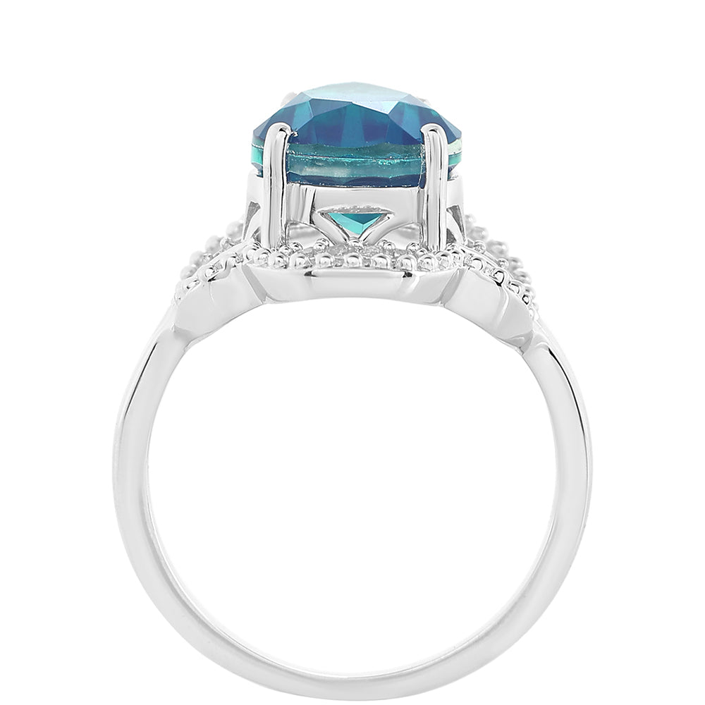 Anillo de Plata con Cuarzo Pavo Real y Topacio Blanco 3 