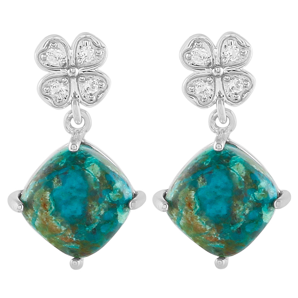 Pendientes de Plata con Crisocola y Topacio Blanco 1 