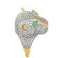Anillo de Plata Bañada en Oro con Esmeralda de Brasil y Topacio Blanco
