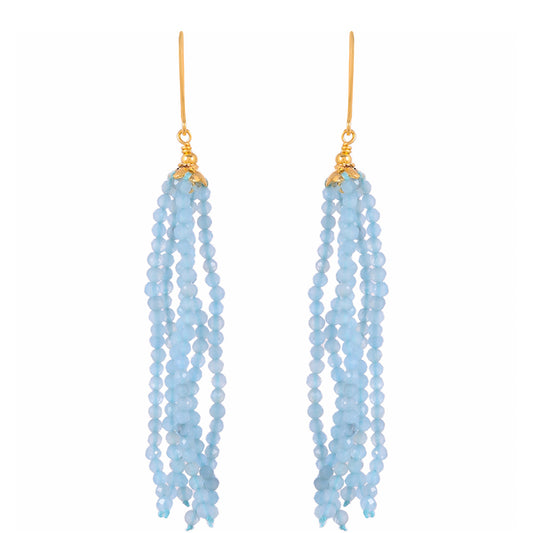 Pendientes de Plata Bañada en Oro con Aguamarina