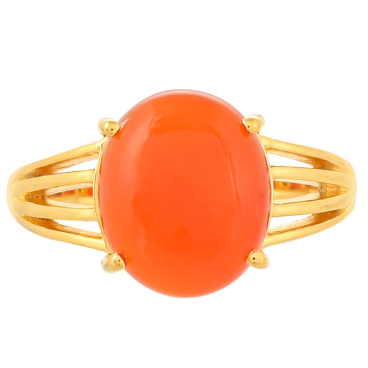 Anillo de Plata Bañada en Oro con Cornalina