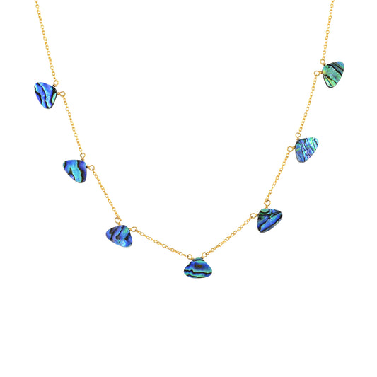 Collar de Plata Bañada en Oro con Concha de abulón