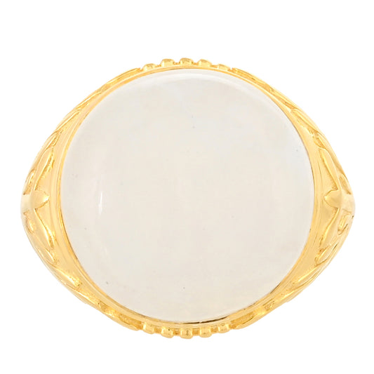 Anillo de Plata Bañada en Oro con Piedra Lunar Arco Iris