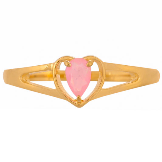 Anillo de Plata Bañada en Oro con Ópalo Rosa Neón de Etiopía