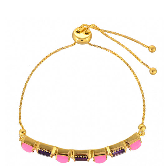 Pulsera de Plata Bañada en Oro con Amatista de Marruecos y Ópalo Rosa Neón de Etiopía