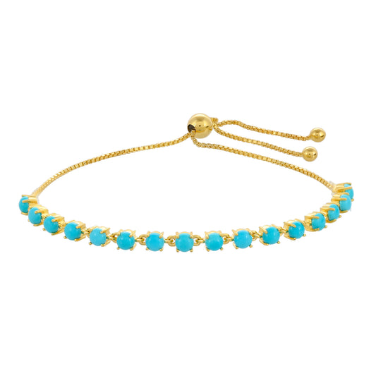 Pulsera de Plata Bañada en Oro con Turquesa Bella Durmiente