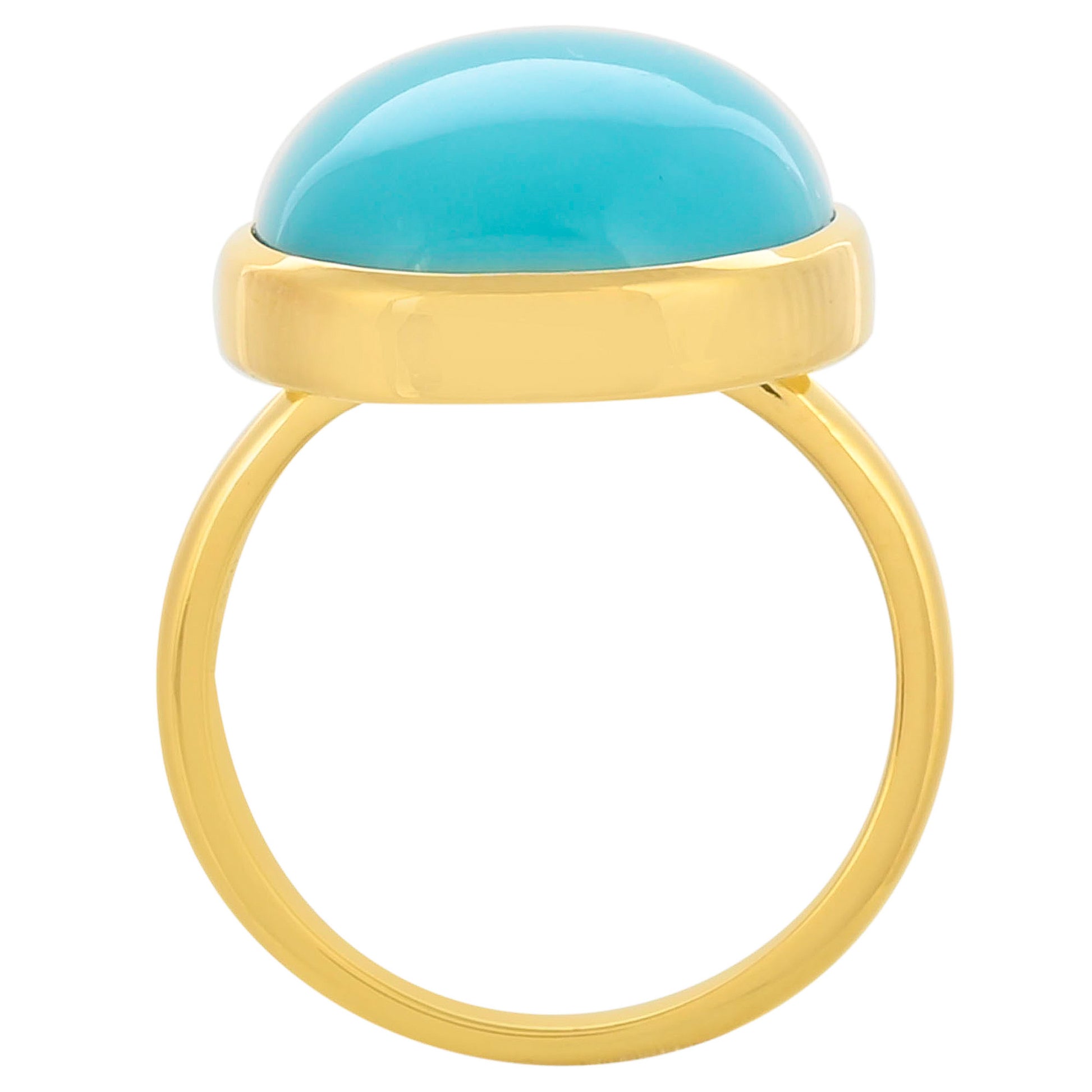Anillo de Plata Bañada en Oro con Turquesa Bella Durmiente 4 