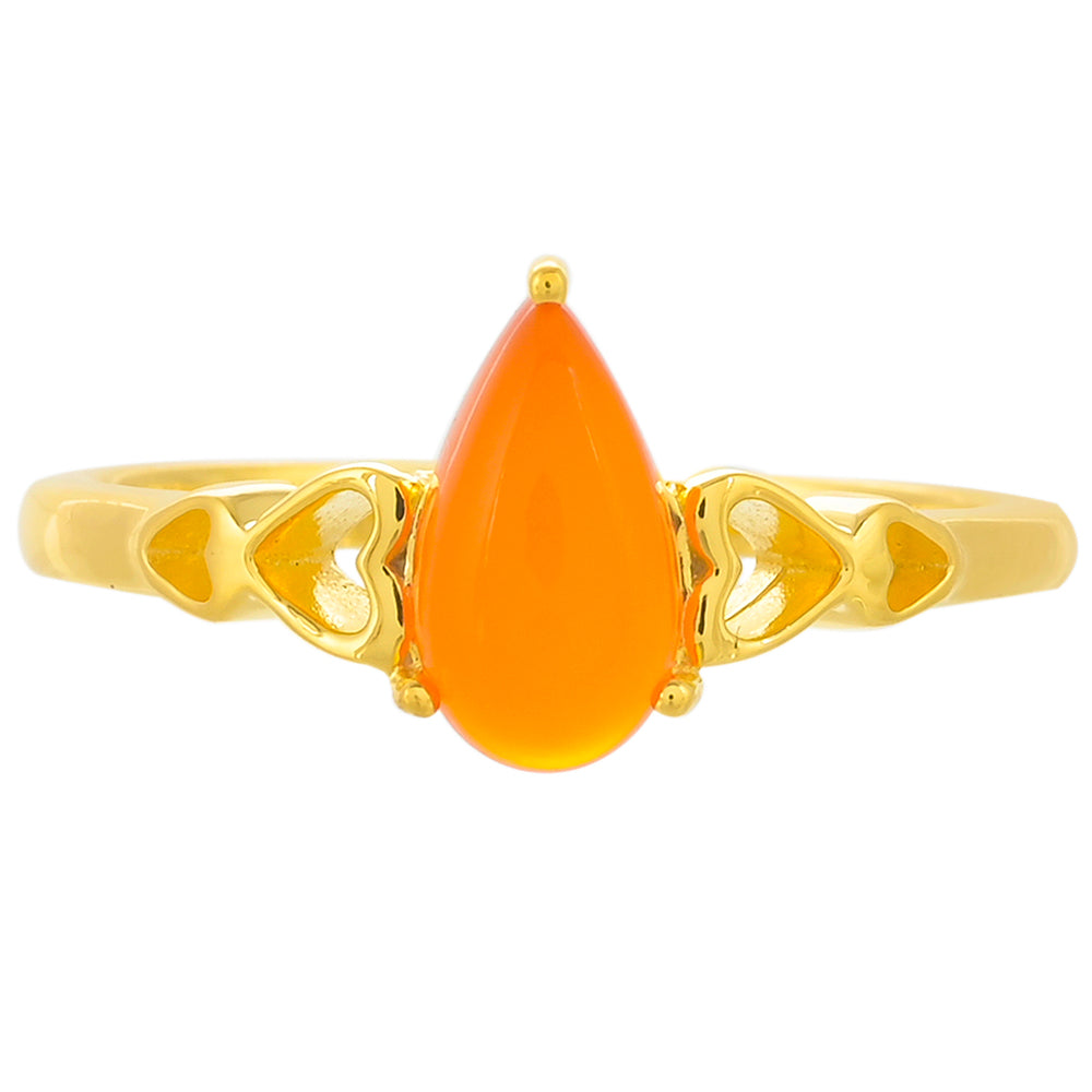 Anillo de Plata Bañada en Oro con Cornalina 1 
