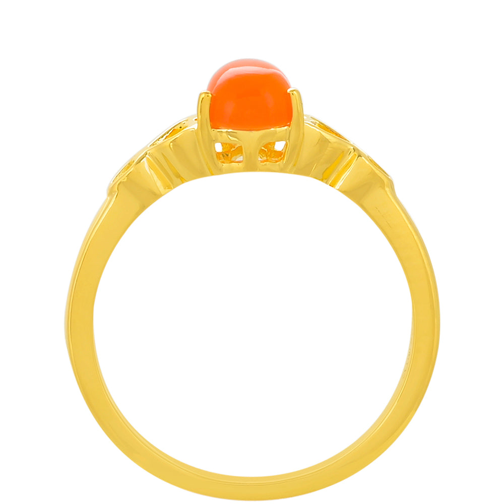 Anillo de Plata Bañada en Oro con Cornalina 4 
