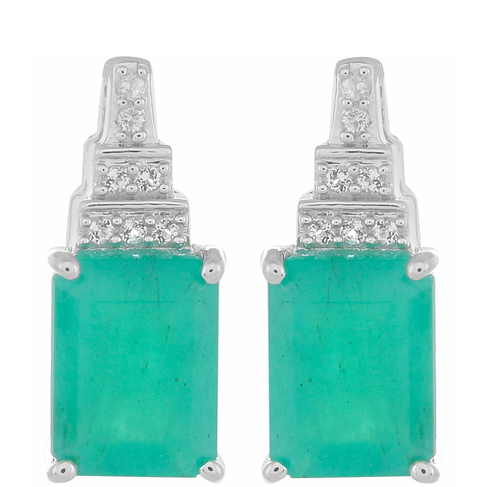Pendientes de Plata con Esmeralda de Brasil y Topacio Blanco 1 