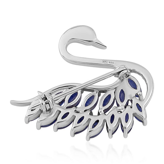 Broche de Plata con Zafiro Azul y Topacio Blanco