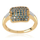 Anillo de Plata Bañada en Oro con Diamante Azul y Diamante blanco