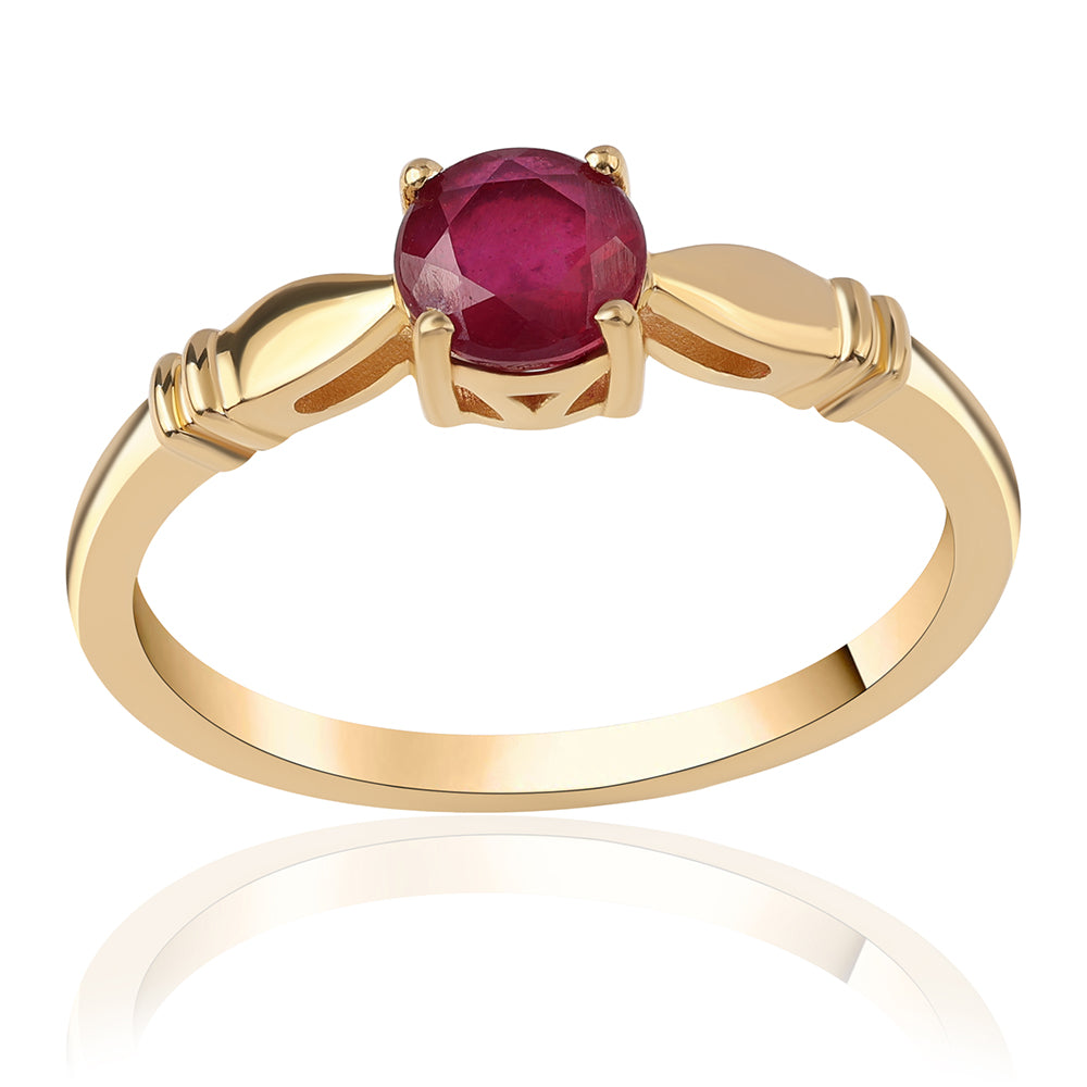 Anillo de Plata Bañada en Oro con Rubí de Mozambique 1 