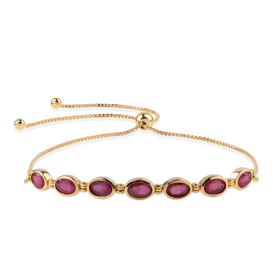Pulsera de Plata Bañada en Oro con Rubí de Mozambique