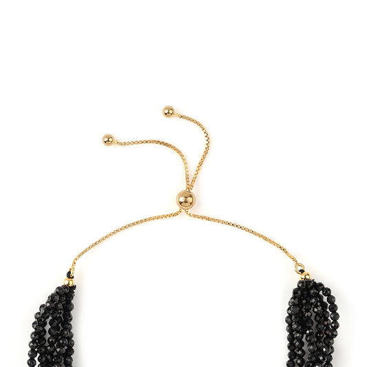 Pulsera de Plata Bañada en Oro con Espinela Negra