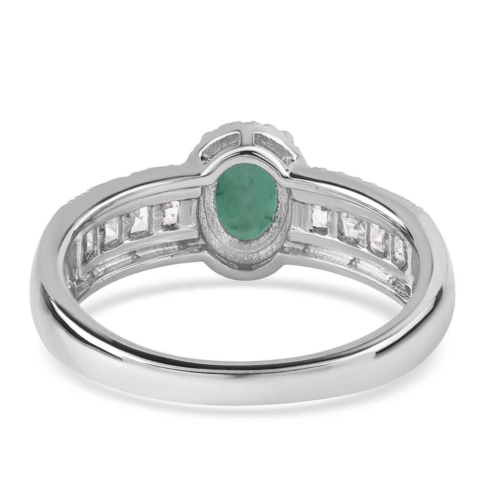 Anillo de Plata con Esmeralda de Brasil y Topacio Blanco 4 