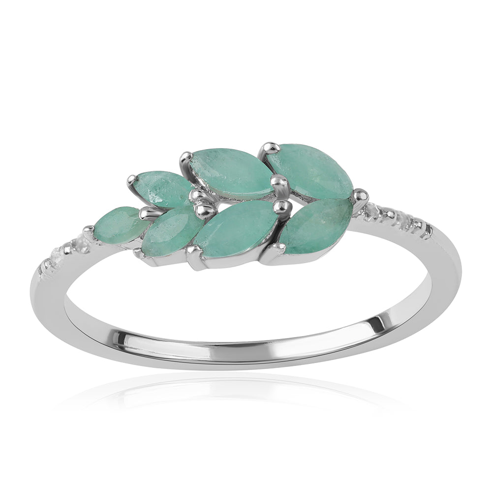 Anillo de Plata con Esmeralda de Brasil y Topacio Blanco 1 