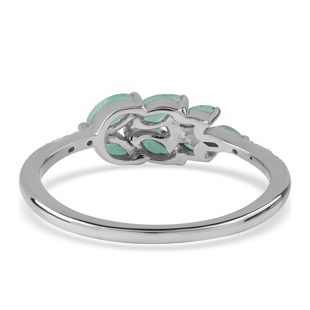 Anillo de Plata con Esmeralda de Brasil y Topacio Blanco 3 