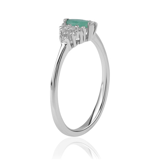 Anillo de Plata con Esmeralda de Brasil y Topacio Blanco