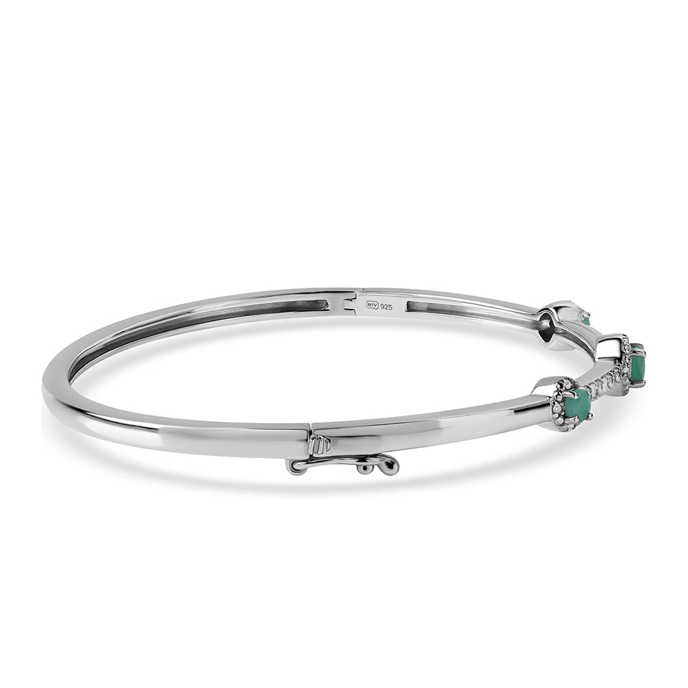 Pulsera de Plata con Esmeralda de Brasil y Topacio Blanco 2 