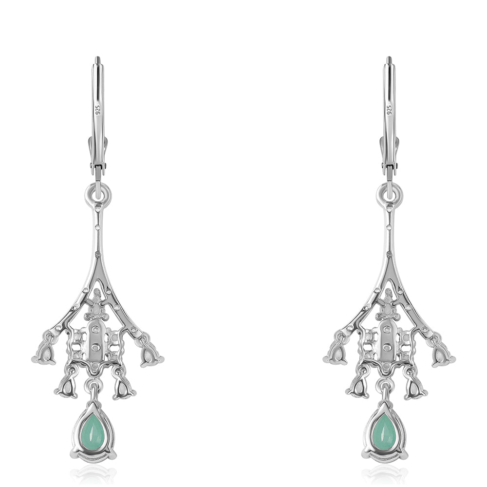 Pendientes de Plata con Esmeralda de Brasil y Topacio Blanco