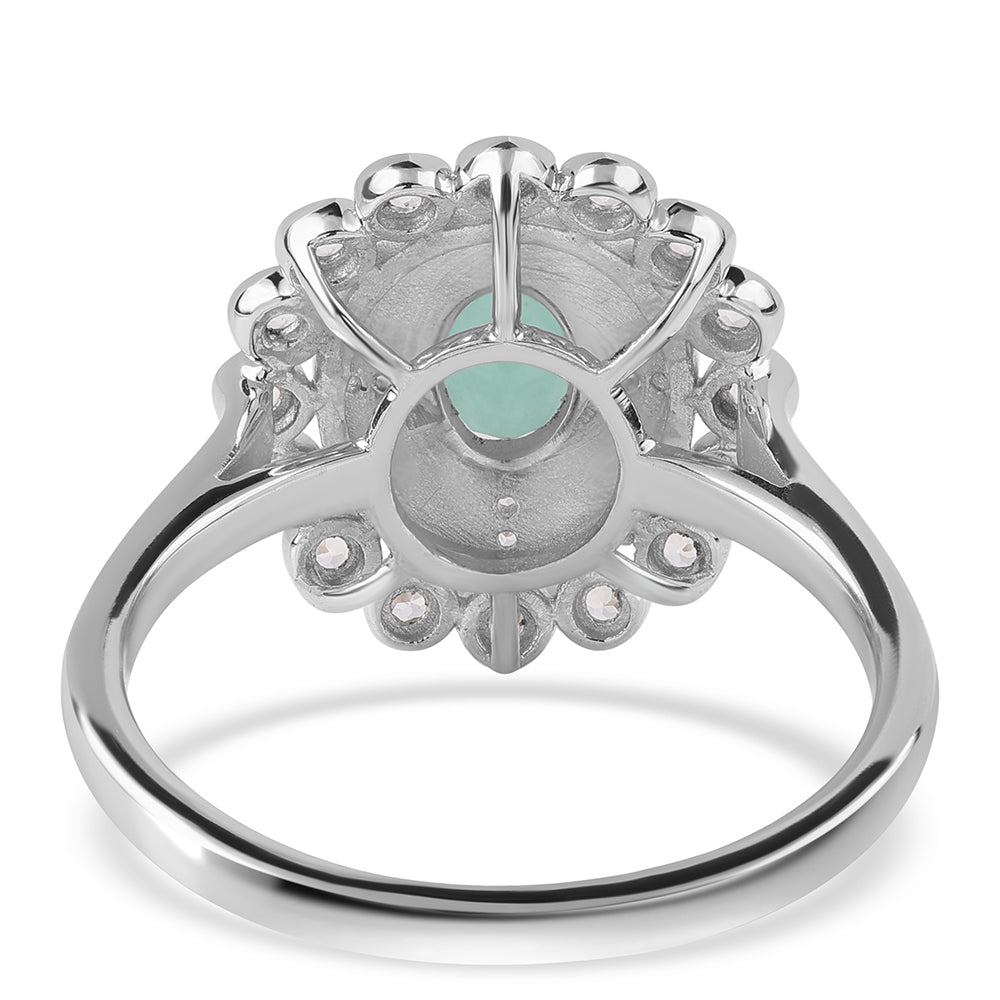 Anillo de Plata con Esmeralda de Brasil y Topacio Blanco 4 