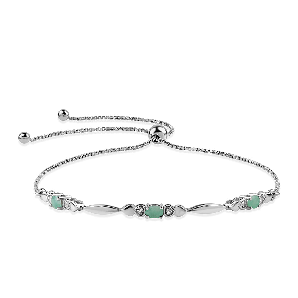 Pulsera de Plata con Esmeralda de Brasil y Topacio Blanco 1 