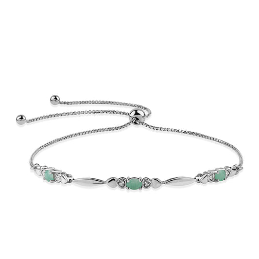 Pulsera de Plata con Esmeralda de Brasil y Topacio Blanco