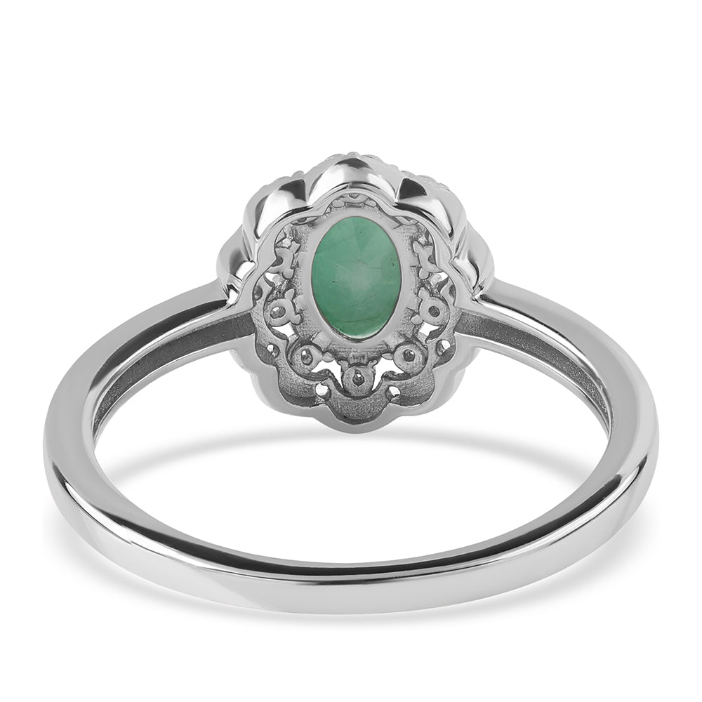 Anillo de Plata con Esmeralda de Brasil y Topacio Blanco 5 
