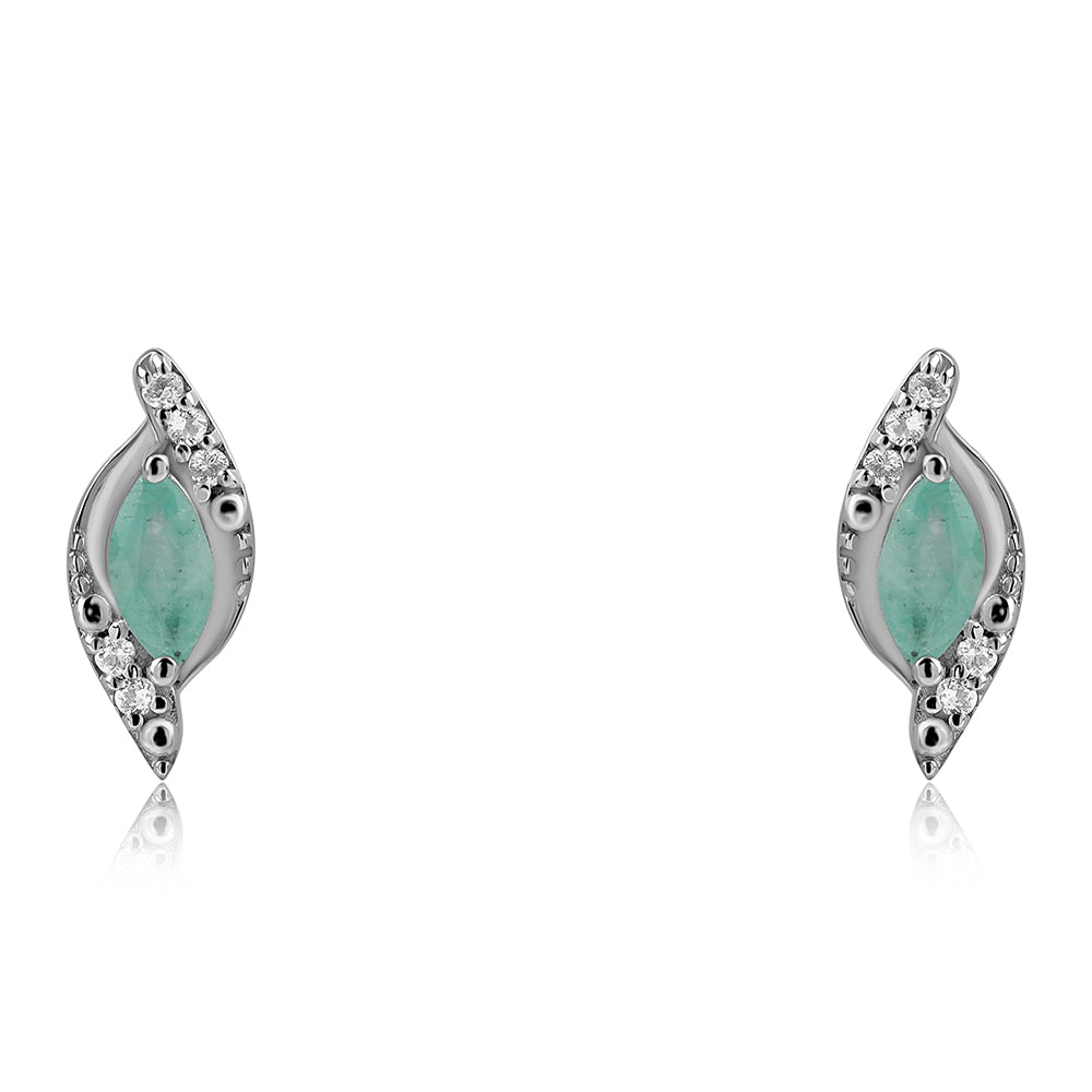 Pendientes de Plata con Esmeralda de Brasil y Topacio Blanco 6 