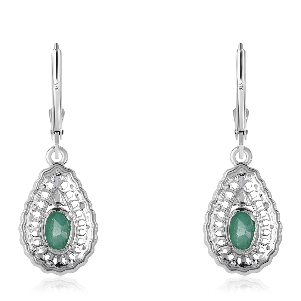 Pendientes de Plata con Esmeralda de Brasil y Topacio Blanco 3 