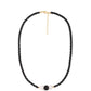 Collar de Plata Bañada en Oro con Espinela Negra y Perla blanca de agua dulce