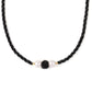 Collar de Plata Bañada en Oro con Espinela Negra y Perla blanca de agua dulce