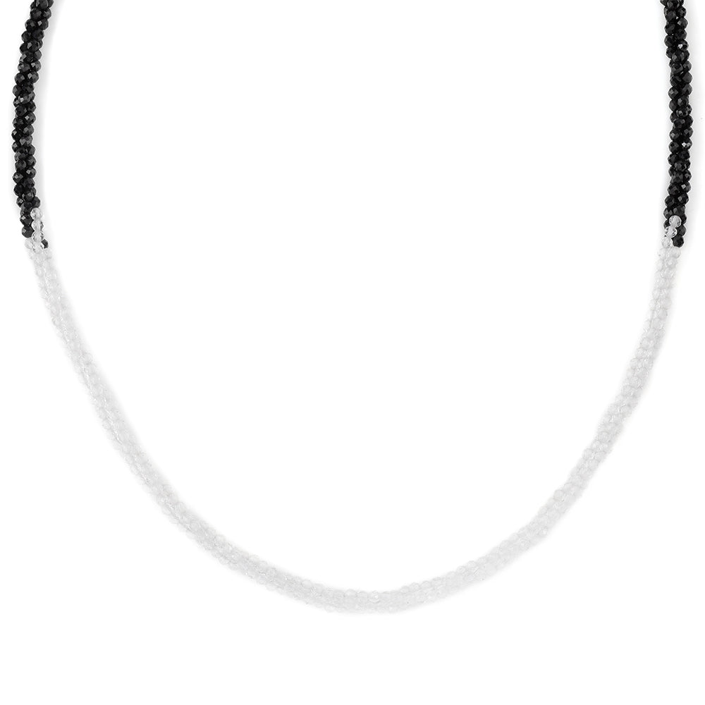 Collar de Plata Bañada en Oro con Espinela Negra y Topacio Blanco 3 