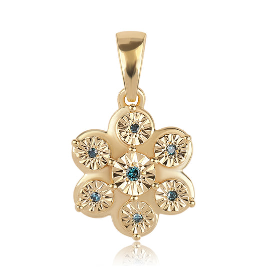 Colgante de Plata Bañada en Oro con Diamante Azul
