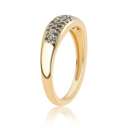 Anillo de Plata Bañada en Oro con Diamante Azul