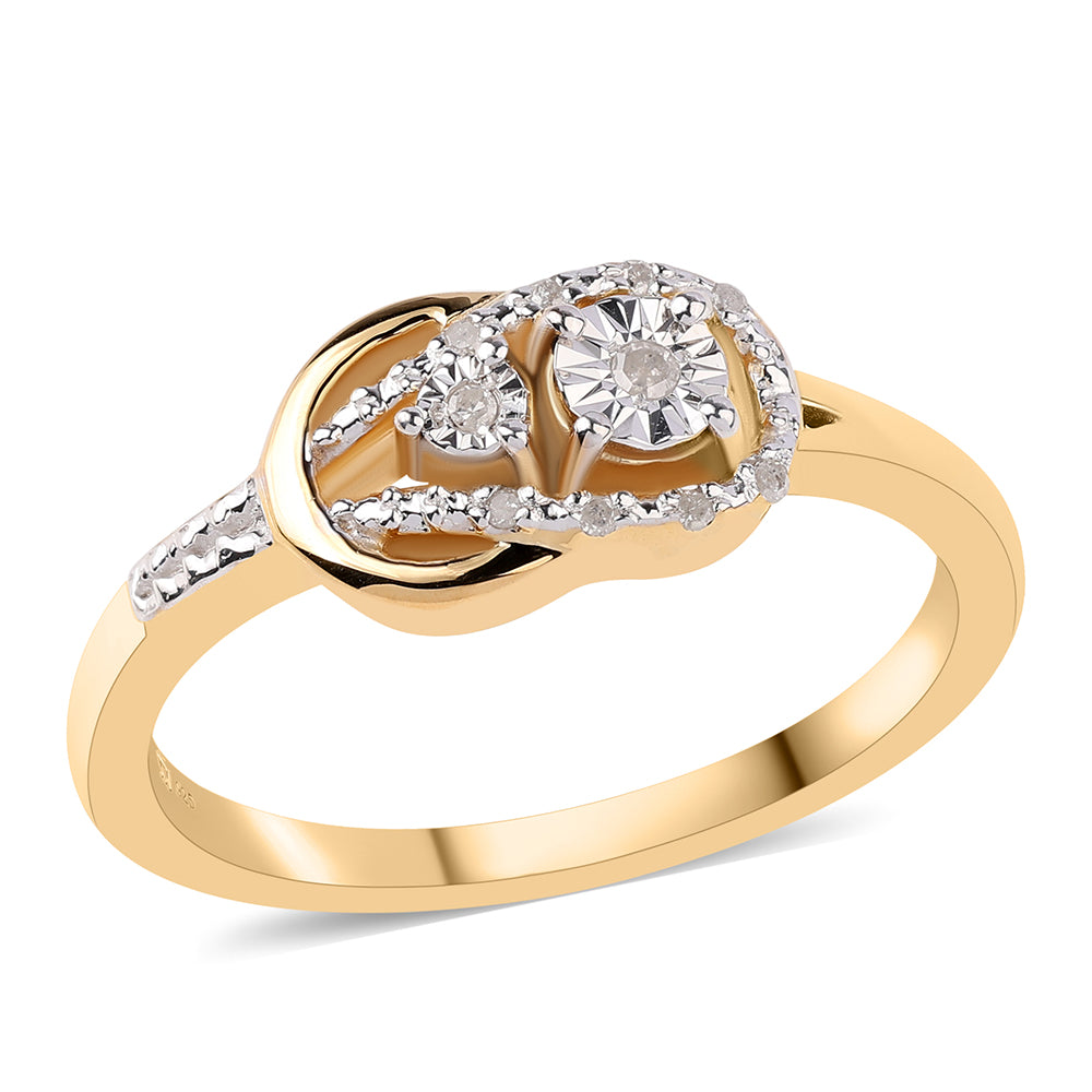 Anillo de Plata Bañada en Oro con Diamante blanco