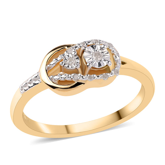 Anillo de Plata Bañada en Oro con Diamante blanco