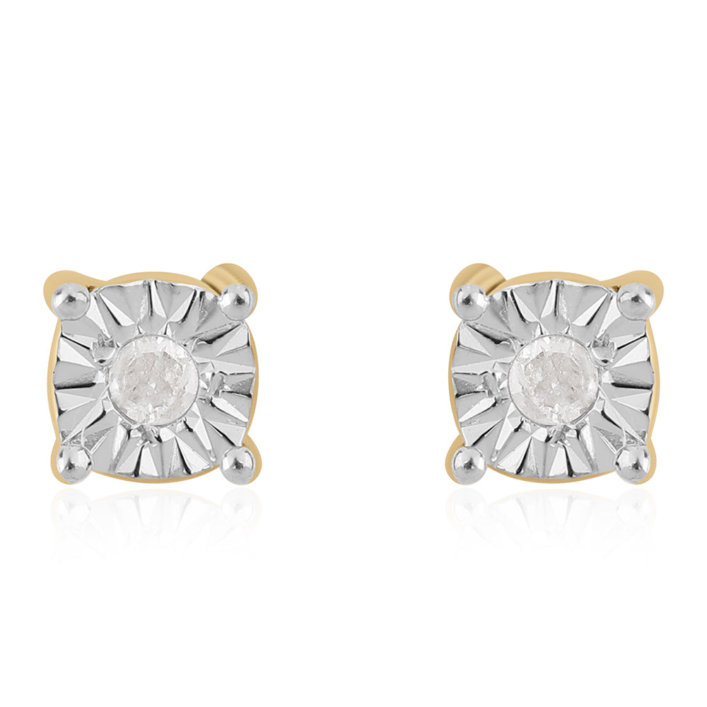 Pendientes de Plata Bañada en Oro con Diamante blanco 4 