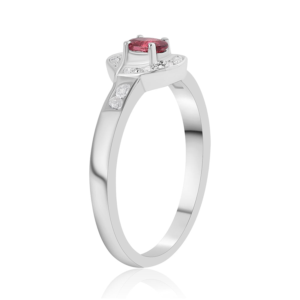 Anillo de Plata con Rubelita de Cruzeiro y Topacio Blanco 2 