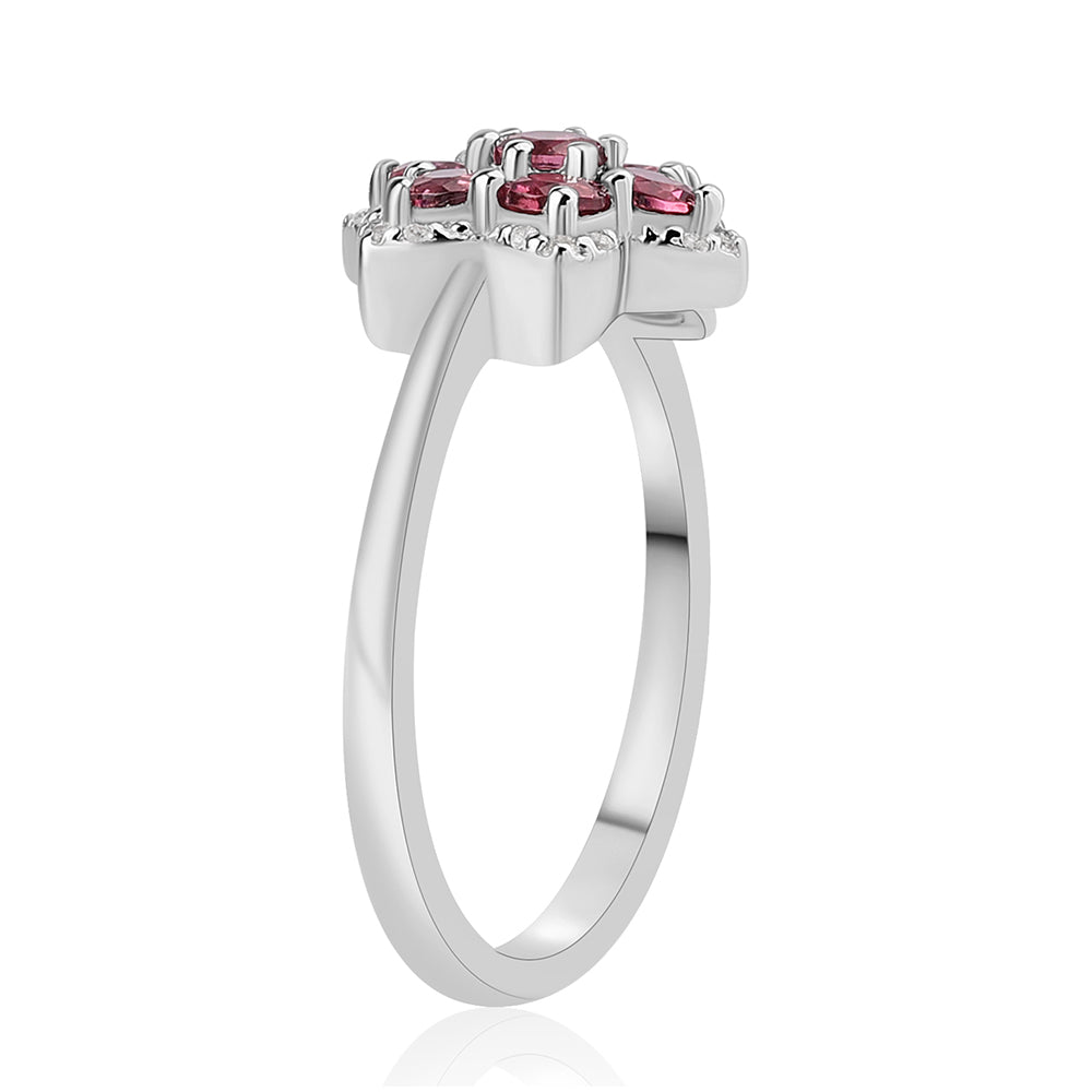 Anillo de Plata con Rubelita de Cruzeiro y Topacio Blanco 2 