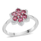 Anillo de Plata con Rubelita de Cruzeiro y Topacio Blanco