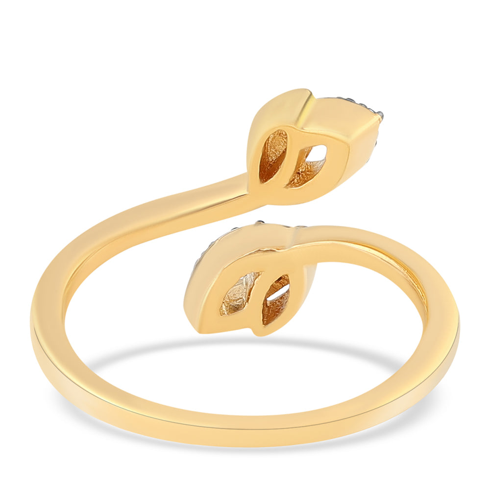 Anillo de Plata Bañada en Oro con Diamante Azul 3 