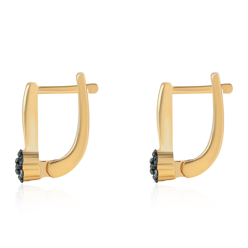 Pendientes de Plata Bañada en Oro con Diamante Azul 3 