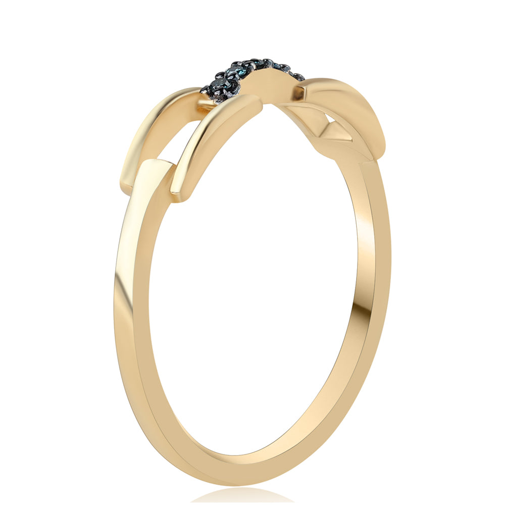 Anillo de Plata Bañada en Oro con Diamante Azul 2 