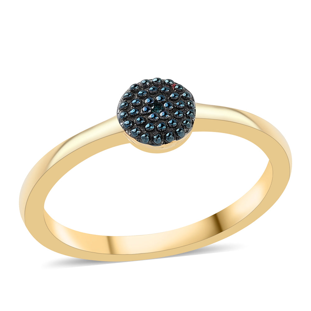 Anillo de Plata Bañada en Oro con Diamante Azul 1 