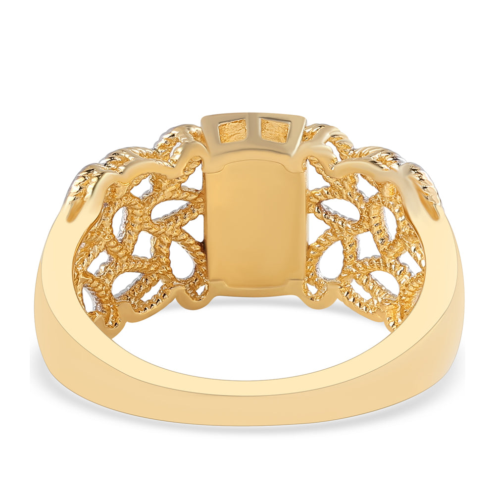 Anillo de Plata Bañada en Oro con Diamante Azul 3 